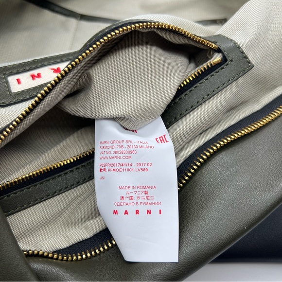 NWT MARNI Leather Forest Green Black Colorblock Pouch Oversized Clutch Bag - Picture 10 of 10